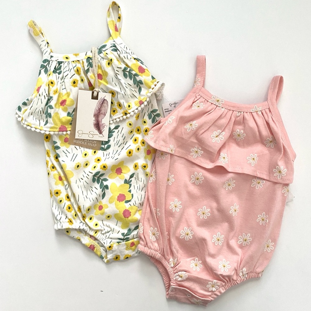 Set of 2 NWT Jessica Simpson Baby Girl Floral Bodysuits